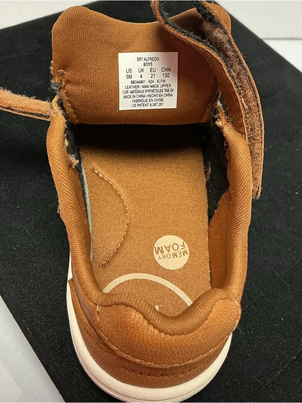 NEW Stride Rite SRT Alfredo Brown Leather Hook & Loop Sneaker 5M